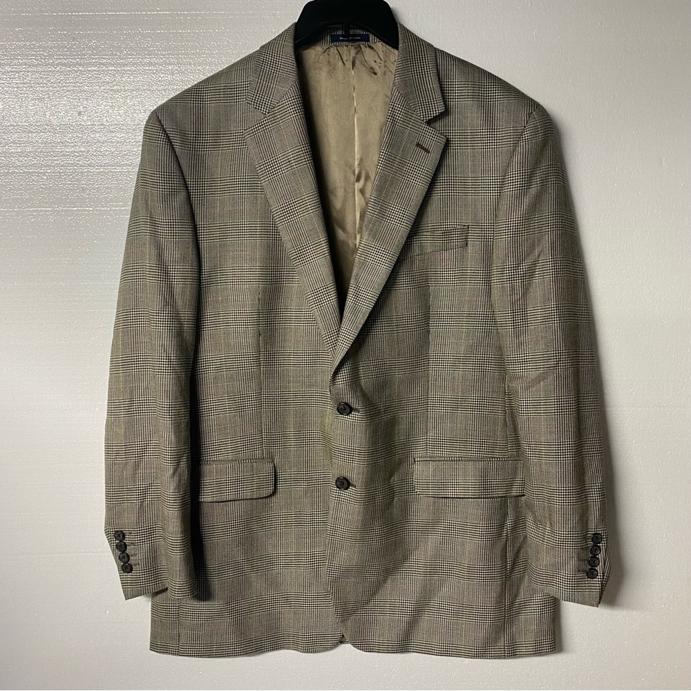 Ralph Ralph Lauren Blazer 44L Wool Silk Blend 2 Button Sports Coat Houndstooth